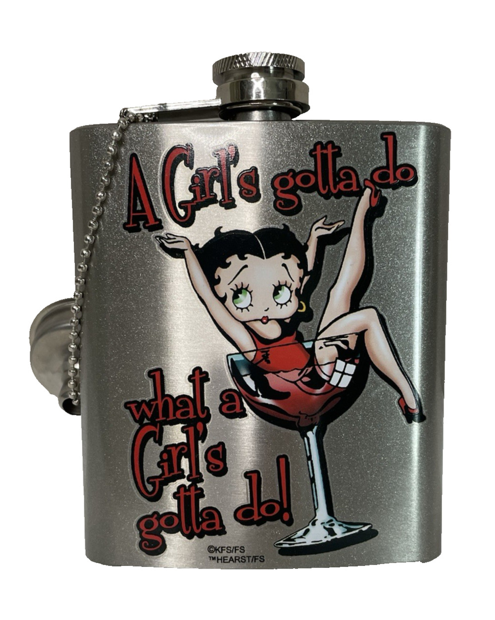 Betty Boop 7 oz Stainless Steel Hip Flask A Girl's Gotta Do What a Girl's Gotta